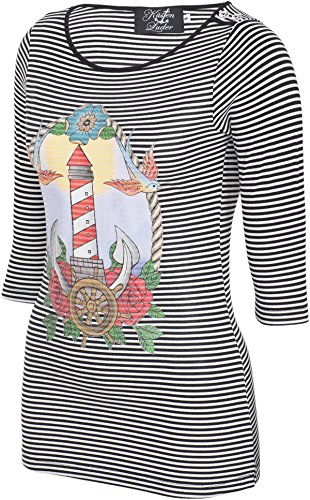 Küstenluder LIGHTHOUSE Leuchtturm Oldschool Sailor Streifen 3/4 Arm SHIRT Rocka -