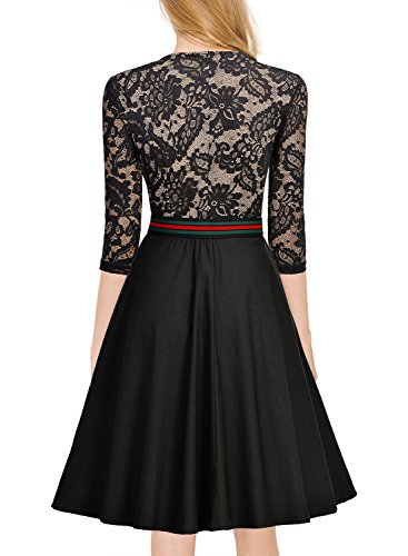 Miusol Elegant Spitzenkleid Abendkleid Reissverschluss vorne Knielang Cocktailkleid - 2