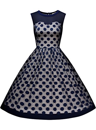 Miusol Abendkleid Retro 50er Jahre Rockabilly Ballkleid in Blau - 2