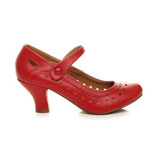 Herzmuster Mary Jane mittlerer Absatz Feinmachen Pumps Schuhe - 2