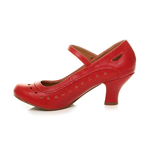 Herzmuster Mary Jane mittlerer Absatz Feinmachen Pumps Schuhe - 3