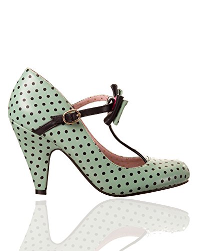 Banned MARILYN 50s POLKA DOTS Punkte T-Strap High HEELS Mint Rockabilly - 