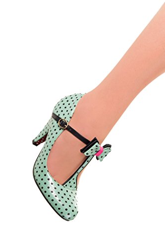 Banned MARILYN 50s POLKA DOTS Punkte T-Strap High HEELS Mint Rockabilly - 