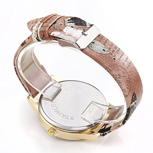 JSDDE Uhren,Oktoberfest Vintage Damen Strass Armbanduhr Falter Schuhe mit hohem Absatz Muster Analog Quarzuhr,Kaffee - 