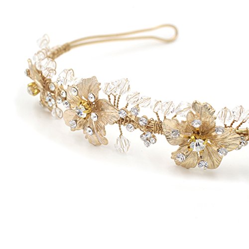 Butterme Braut Vintage Blumen-Kristall Strass-Stirnband Stirnband Hochzeit Haarschmuck - 3