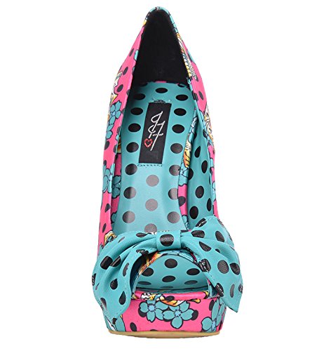 Iron Fist FIESTA SKULL Peep Toe Platform Polka Dots HIGH HEELS Rockabilly - 