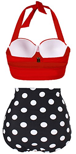 Amourri Damen Retro Bikini im Retro-Look mit Bügel-BH - 