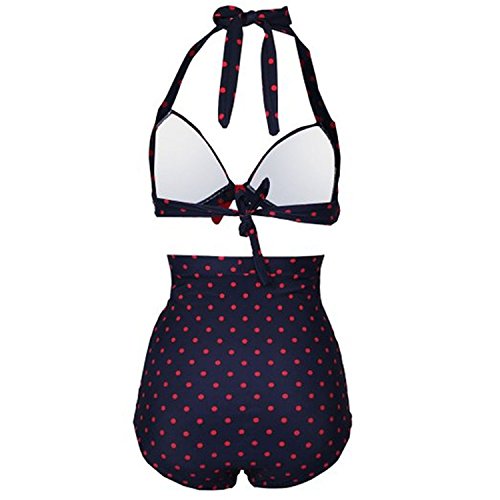 Gigileer 50's Damen Frauen Badeanzug Bademode Bikini Set - Hohe Taillen -Neckholder - bauchweg XL - 