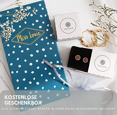 Miss Lovie Ohrstecker Nautische Anker Ohrringe Cabochon 12mm Ohrschmuck Dunkelblau Bronze - 4