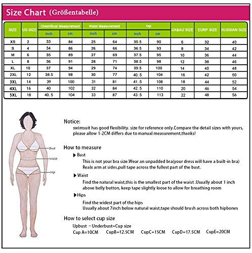 Frauen 50's Vintage Damen Retro Bandeau One Piece Bademode Bikini High Waist Plus Size Badeanzug Bauchweg (XXXXL(EU 44-46), Blau) - 