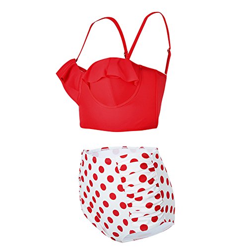 FeelinGirl Damen Retro Badeanzug Bademode Bikini Set hohe Teillen - 