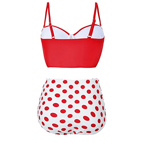 FeelinGirl Damen Retro Badeanzug Bademode Bikini Set hohe Teillen - 