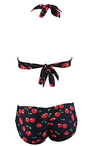 Aloha-Beachwear Damen Bikini A7009 Schwarz/Kirschen Gr. 36 - 