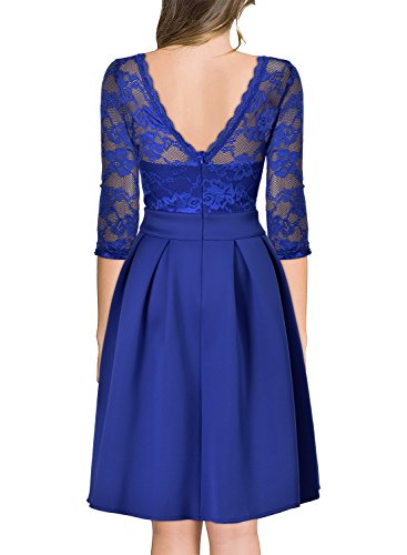 MIUSOL Damen Elegant Spitzenkleid Vintage Cocktail Spitzen 3/4 Arm Abendkleider Hellblau XL - 