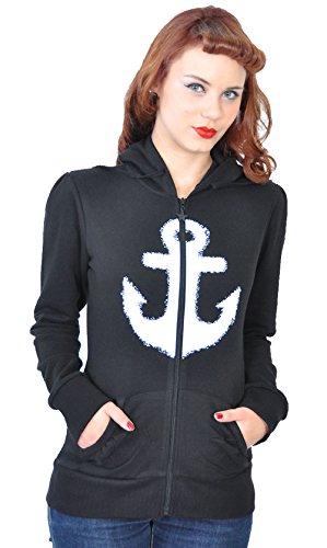 Küstenluder WHITE ANCHOR Anker Sailor Hooded Zip Sweat JACKE Rockabilly - 9