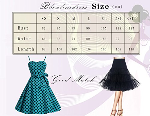 Bbonlinedress Vintage 50s 60s Retro Rockabilly Cocktailkleid mit abnehmbarem Schultergurt RoyalBlue White Dot XL - 5