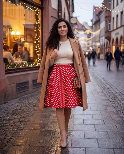 BlackButterfly Polka-Dots 1950er-Jahre Swing Tellerrock (Rot, EUR 42 – L) - 7