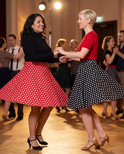 BlackButterfly Polka-Dots 1950er-Jahre Swing Tellerrock (Rot, EUR 42 – L) - 8