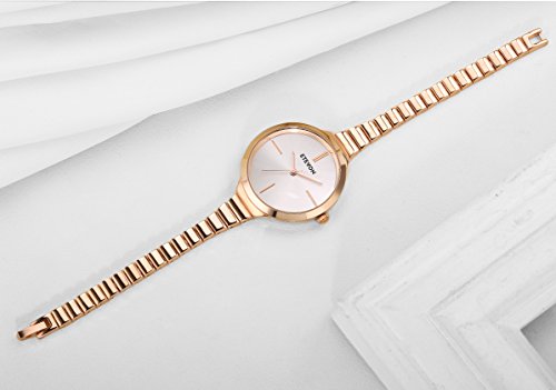 ETEVON Women's Quartz Rose Gold Armband Uhr mit High-End Edelstahl Case, elegante Luxus-Gold-Tone Kleid Handgelenk Uhren für Damen - 6