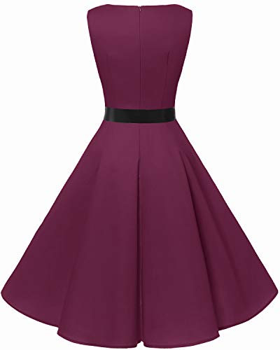 bbonlinedress 50s Retro Schwingen Vintage Rockabilly kleid Faltenrock Burgundy M - 2