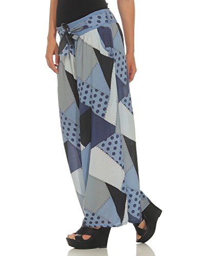 ZARMEXX Damen Flared Hose Palazzo Sommerhose Marlenehose Patchwork-Print - 2