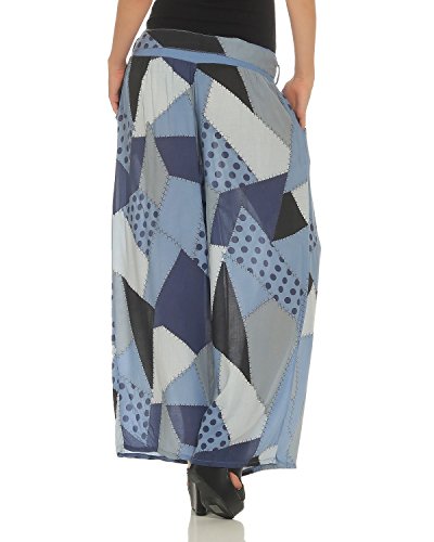 ZARMEXX Damen Flared Hose Palazzo Sommerhose Marlenehose Patchwork-Print - 3