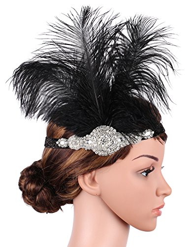 Babeyond Frauen Roaring Prom Ostrich Feder Stirnband Party Headwear 1920er Jahre Zubehör für Frauen Hyperbole Art Deco Style - 5