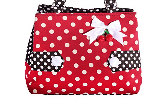 SugarShock Polka Dots Uniform rockabilly RETRO Kirschen Handtasche Tasche weinrot - 4