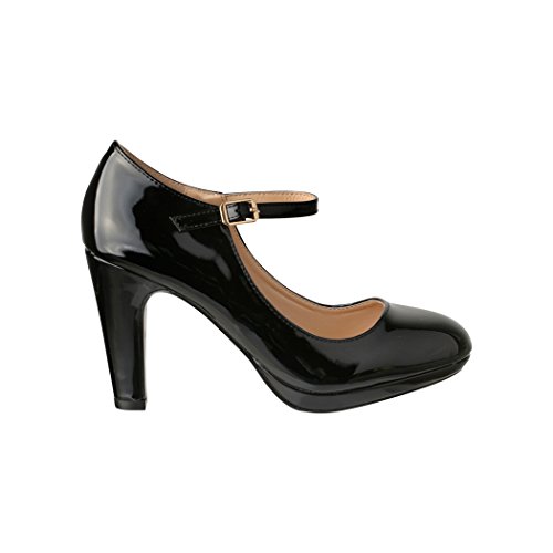 Damen Pumps | Bequeme High Heels Lack-Optik | Vintage-Style | Abendschuh - 3