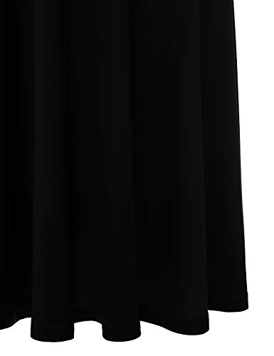 YOYAKER Damen Elagant Vintage Mit Spitzen Rundhals Kurzarm Cocktail Rockabilly Abendkleid Black XS - 6