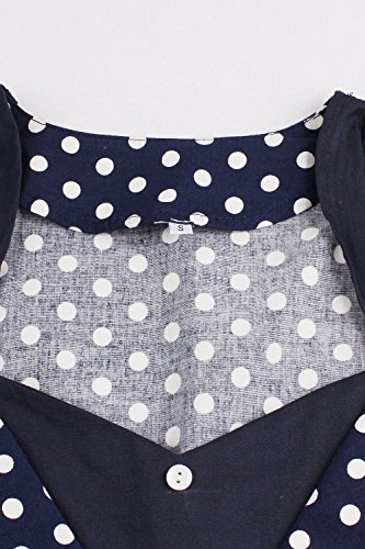 Damen kleider 50er jahre stil Vintage Polka Dots Knielang Navyblau 4XL - 3