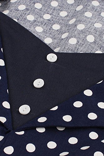 Damen kleider 50er jahre stil Vintage Polka Dots Knielang Navyblau 4XL - 4