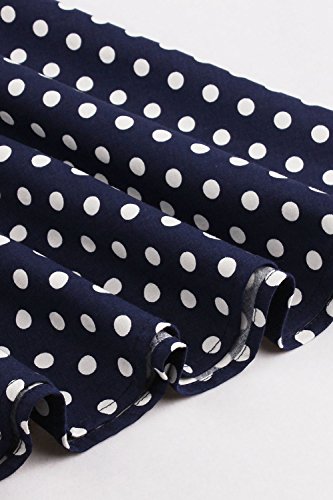 Damen kleider 50er jahre stil Vintage Polka Dots Knielang Navyblau 4XL - 5