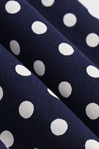 Damen kleider 50er jahre stil Vintage Polka Dots Knielang Navyblau 4XL - 6