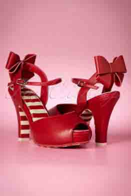TopVintage Exclusive ~ 50s Angie Cute Bow Sandals in Red