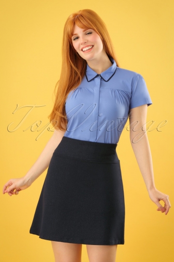 60s Sarah A-Line Skirt in Denim Blue